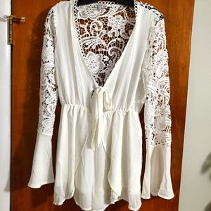 Lace Tie-Front Romper